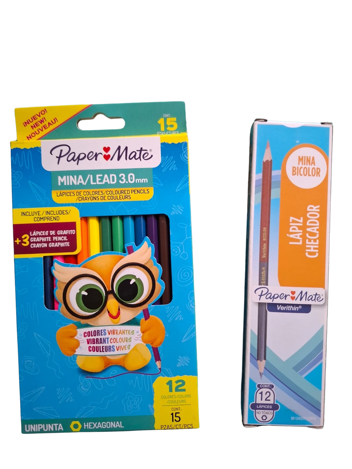 Paper Mate 12 colores + 3 Lapices Mina 3.0mm + 12 Lapices Bicolor