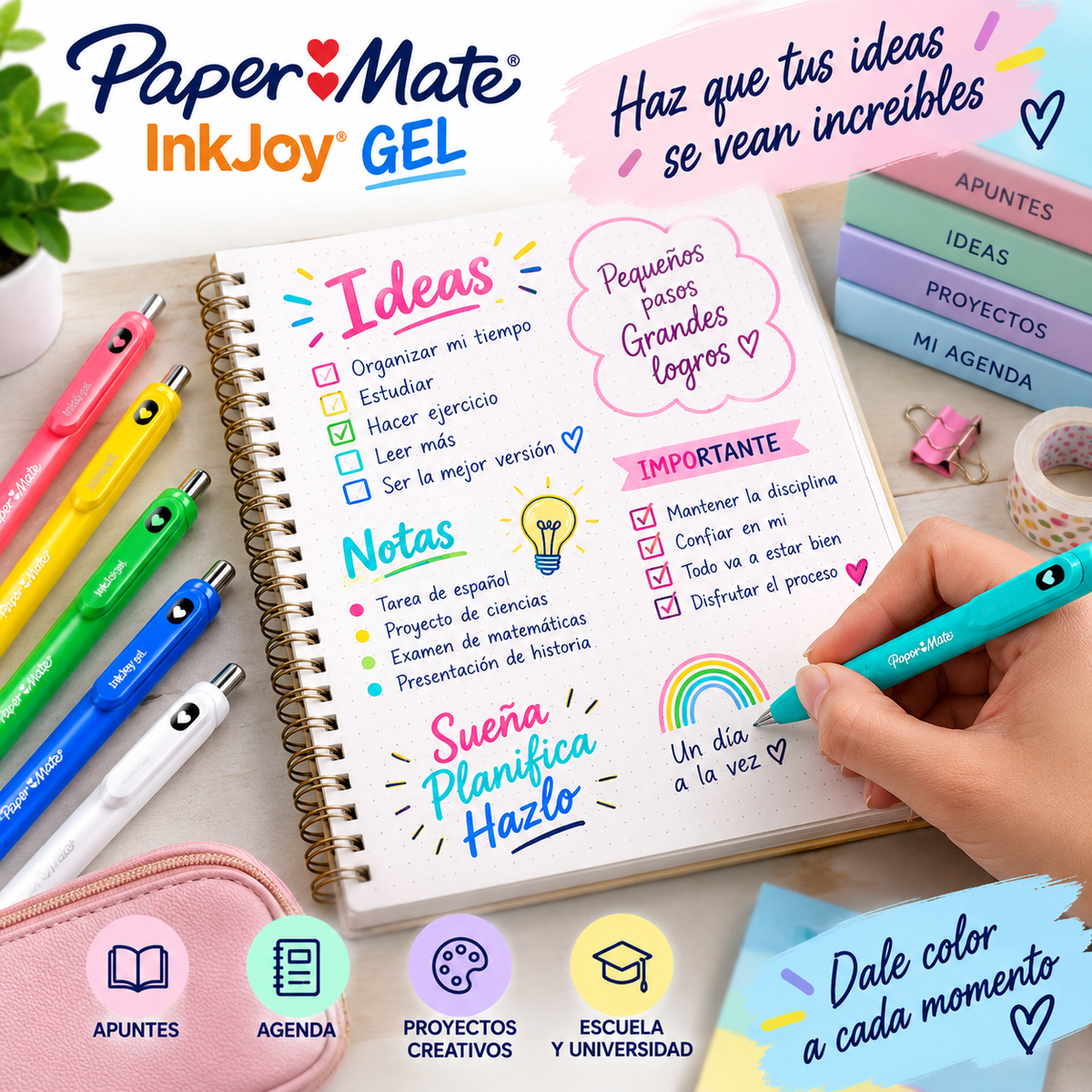 Paper Mate InkJoy Gel 0.7 mm – 6 Bolígrafos Colores Brillantes