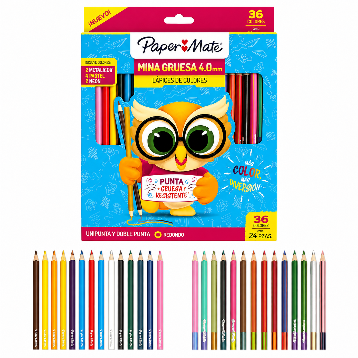 Paper Mate 36 Colores 24 piezas mina gruesa 4.0mm