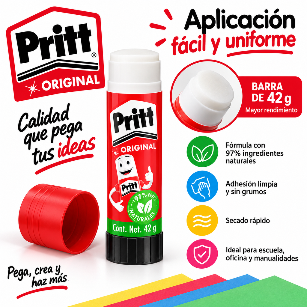 Pegamento En Barra Pritt Original 42 G Pack 5 Piezas