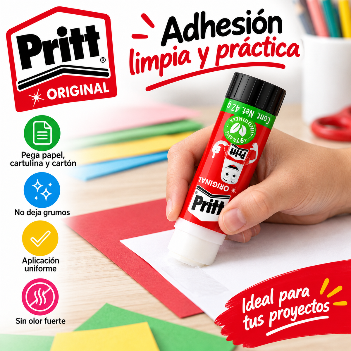 Pegamento En Barra Pritt Original 42 G Pack 5 Piezas