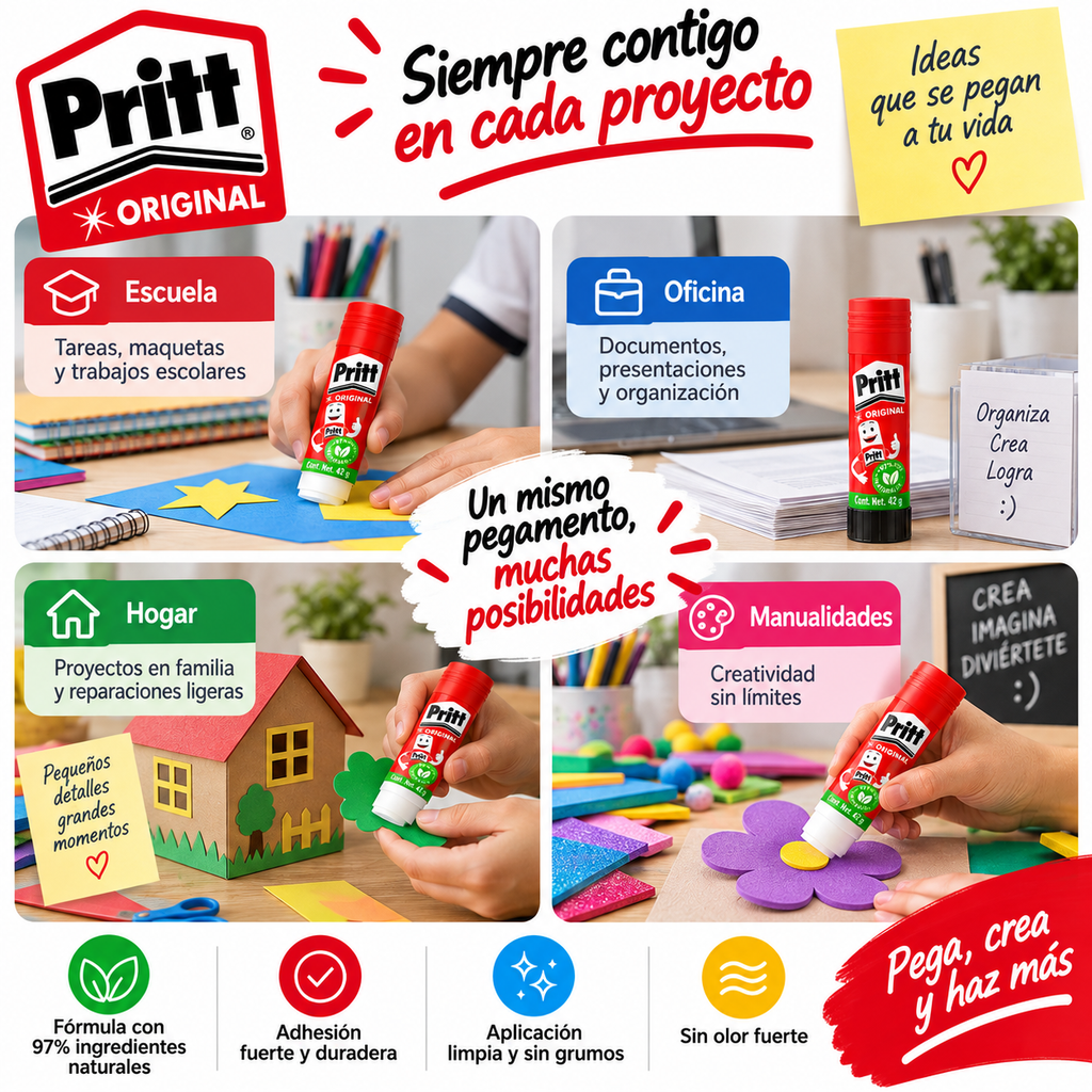Pegamento En Barra Pritt Original 42 G Pack 5 Piezas