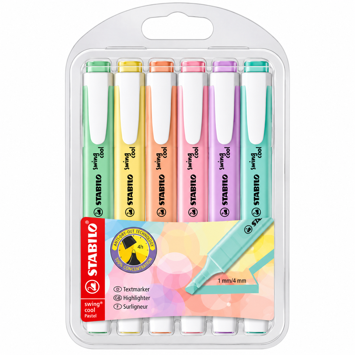 Marcatextos STABILO Swing Cool Pastel – 6 Colores