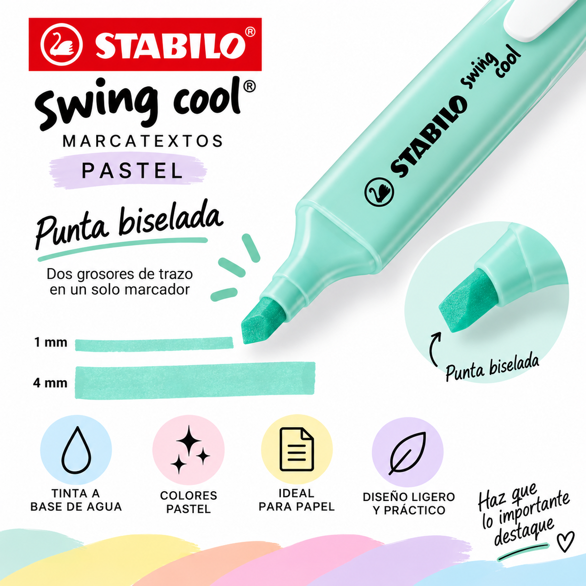Marcatextos STABILO Swing Cool Pastel – 6 Colores