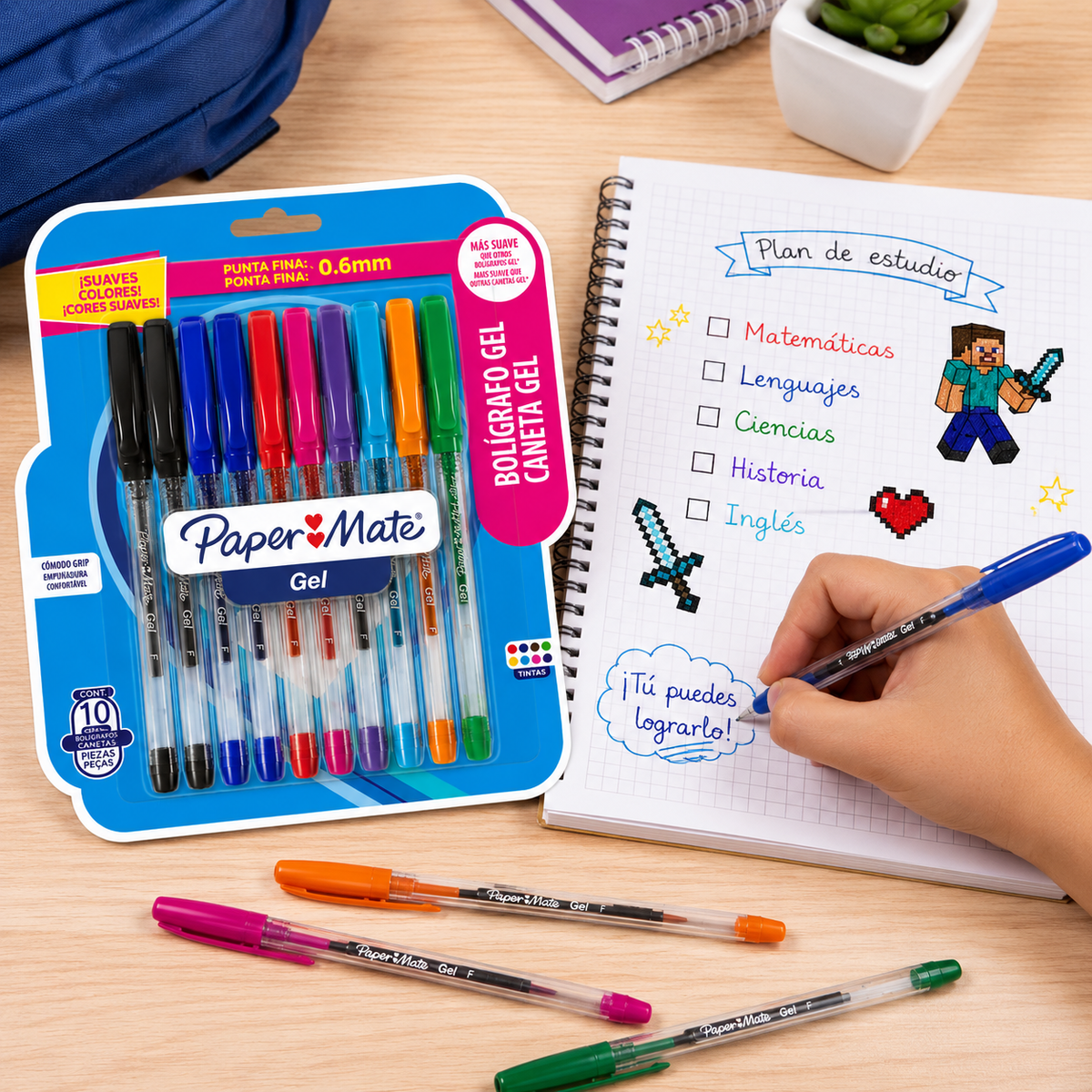 Paper Mate 10 Boligrafos Gel Blister Colores Surtido Plumas