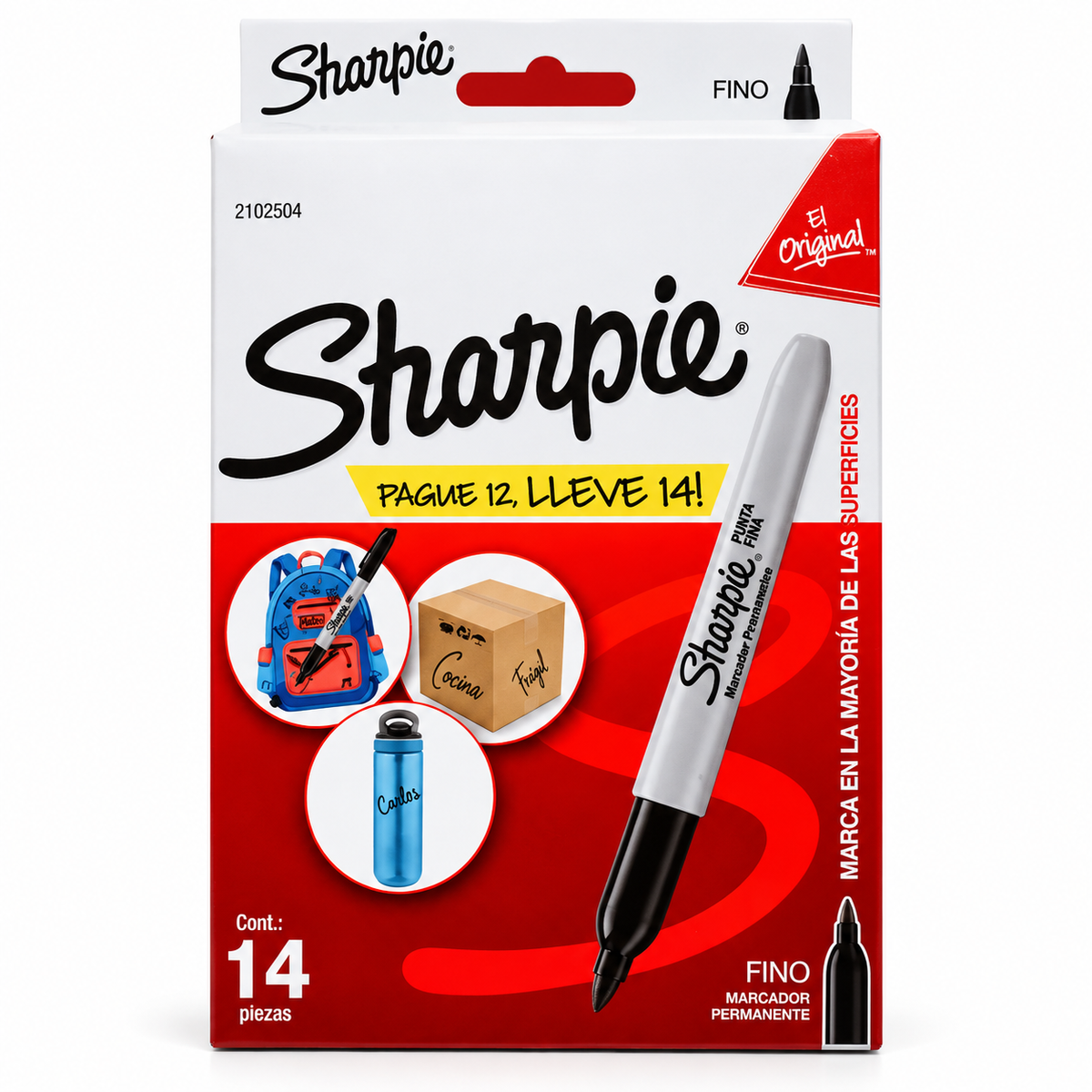 Marcadores Permanentes Sharpie Punta Fina – Caja con 12 Piezas  Si vas a crear variantes por color:
