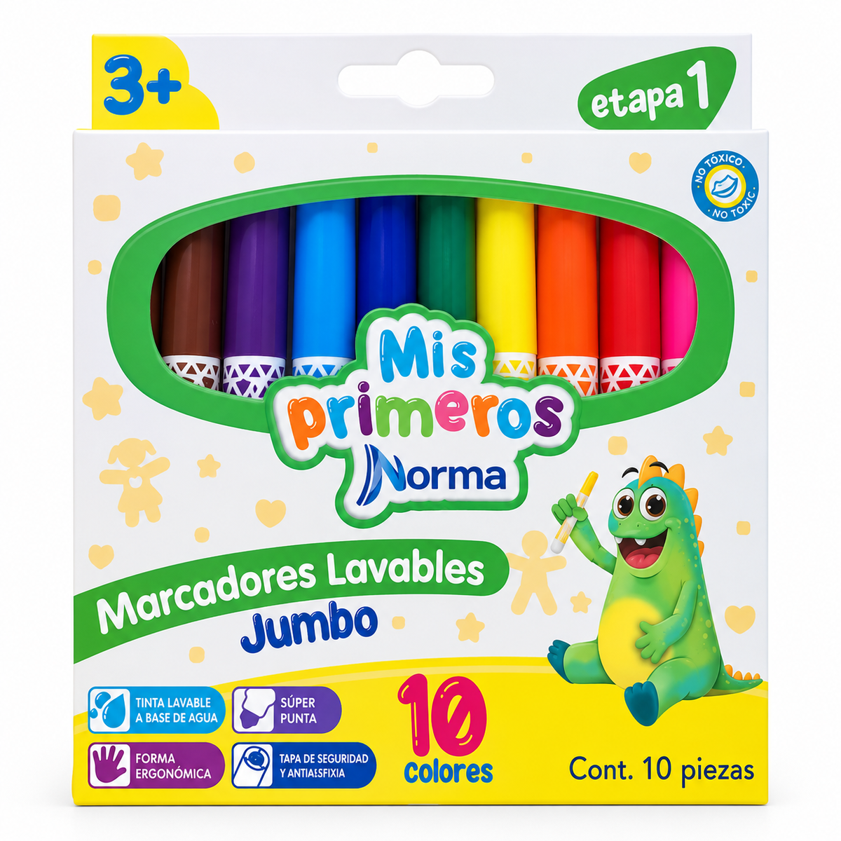 Marcadores Lavables Jumbo Norma Mis Primeros – 10 Colores
