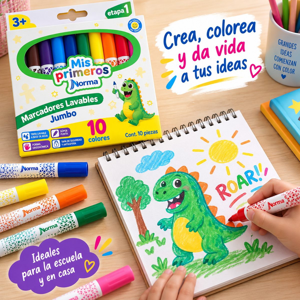 Marcadores Lavables Jumbo Norma Mis Primeros – 10 Colores