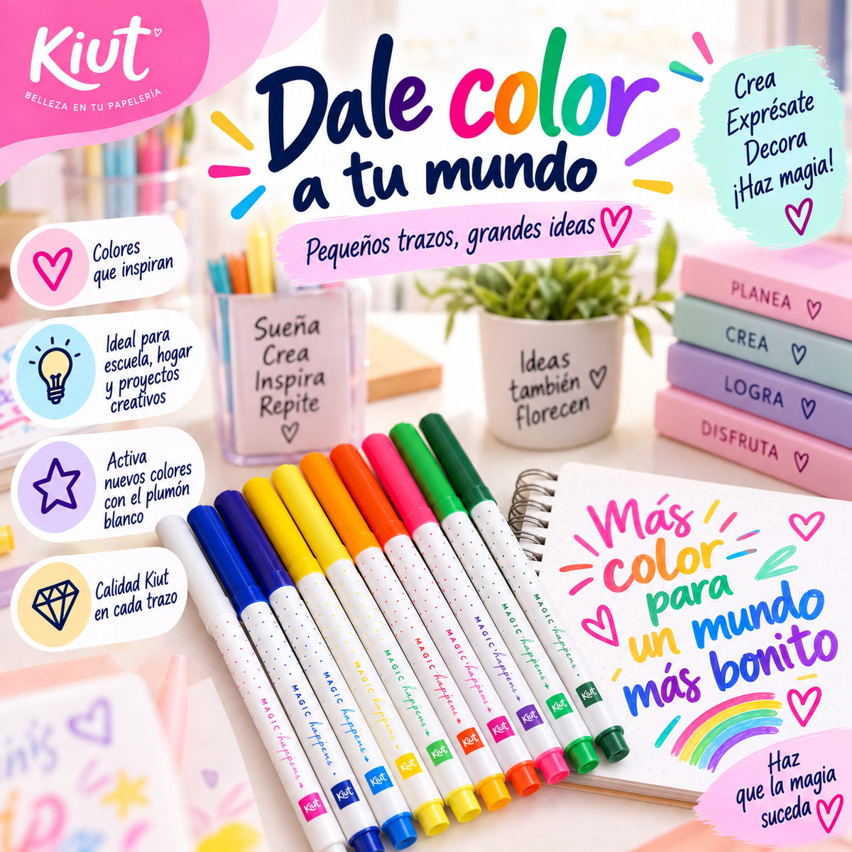 Marcadores Mágicos Kiut 12 Piezas – Plumones que Cambian de Color