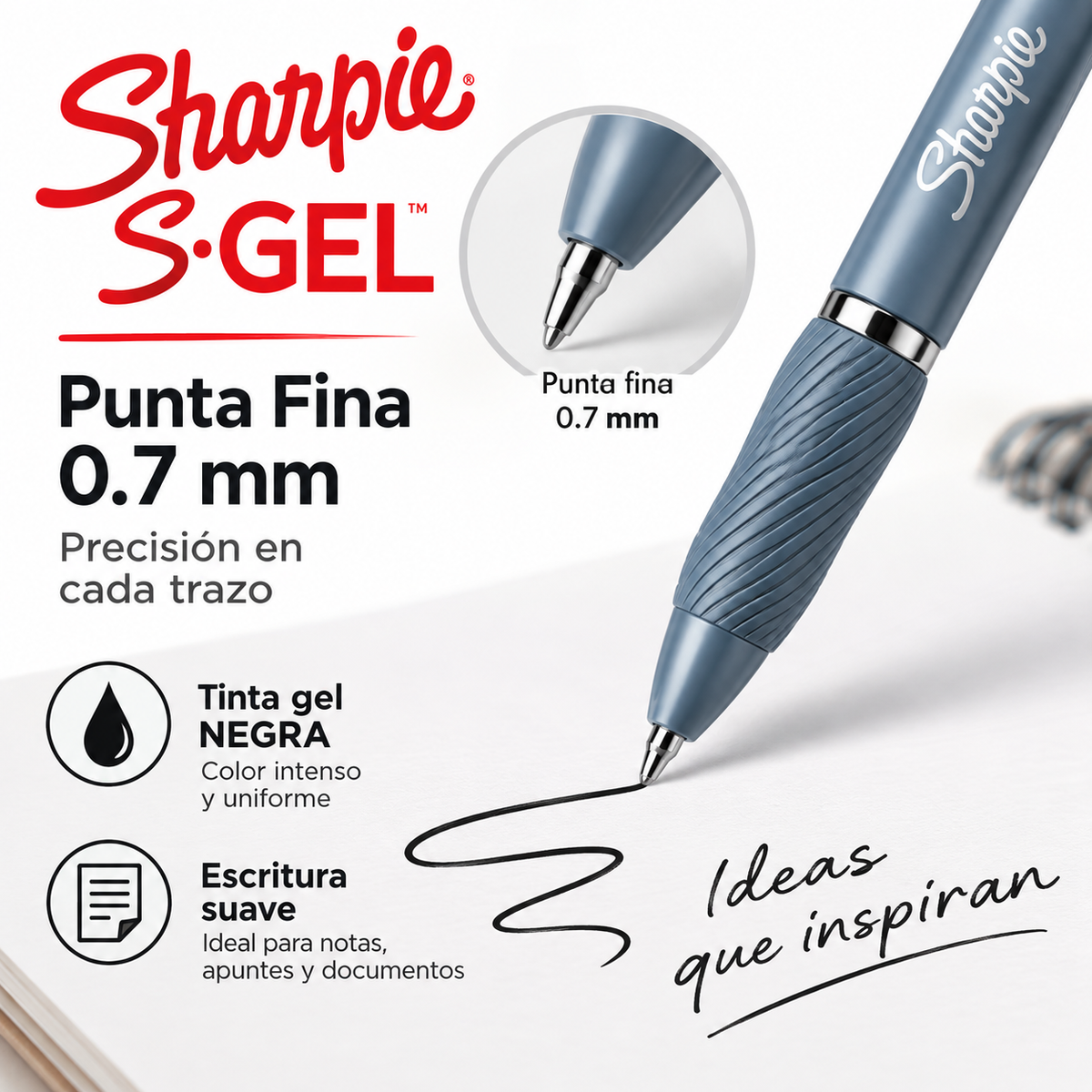 Bolígrafos Sharpie S-Gel 0.7 mm Punta Fina 2 Piezas