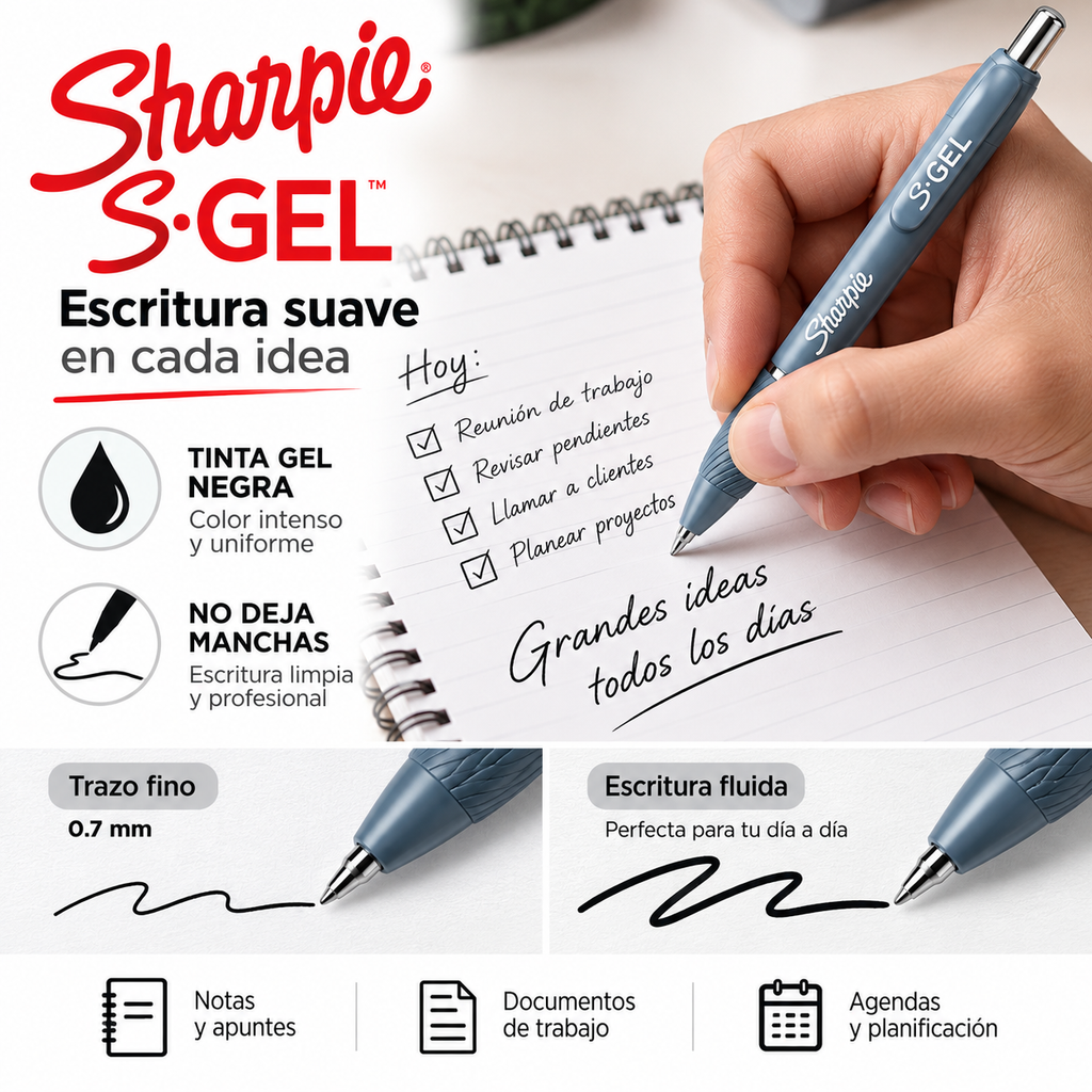 Bolígrafos Sharpie S-Gel 0.7 mm Punta Fina 2 Piezas