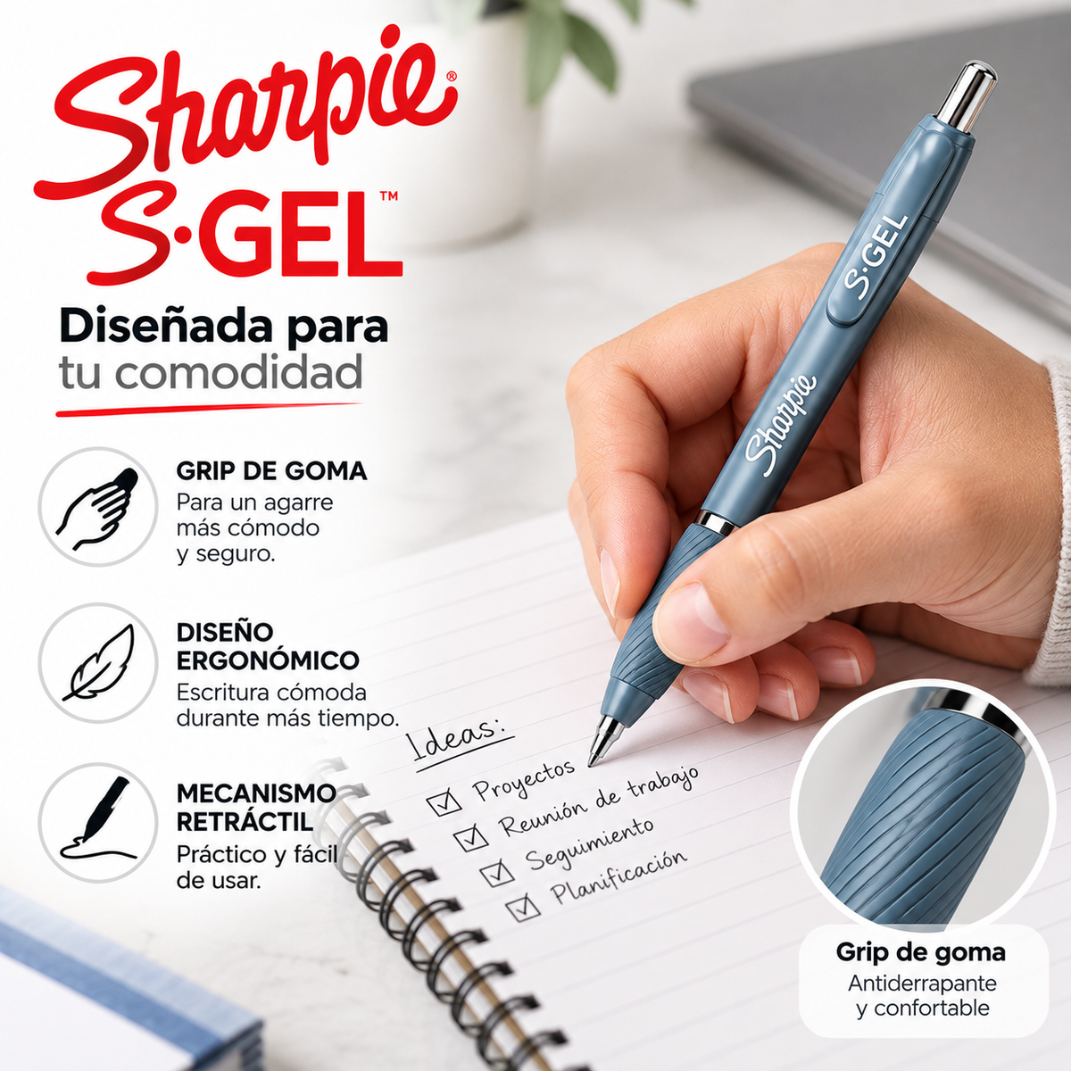 Bolígrafos Sharpie S-Gel 0.7 mm Punta Fina 2 Piezas