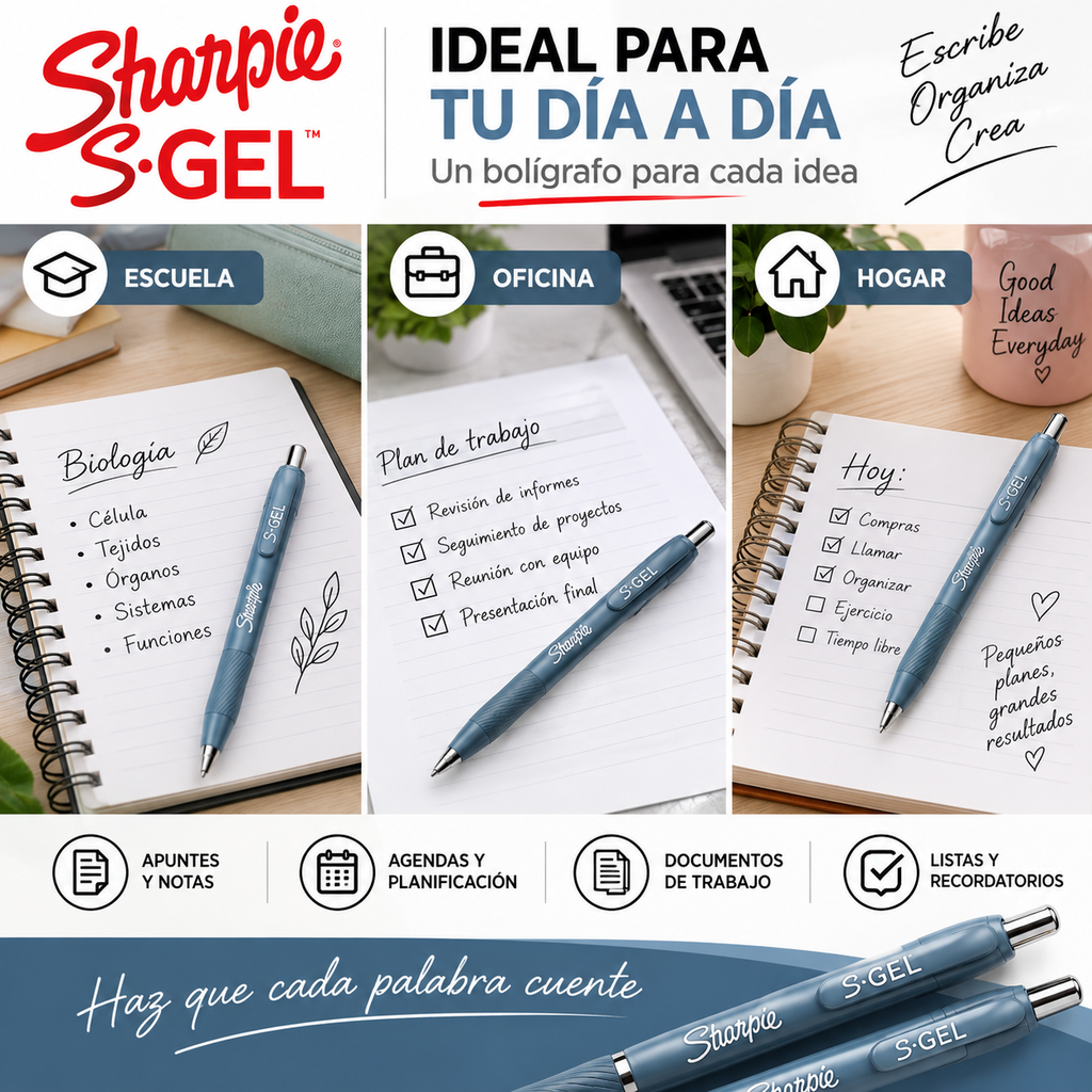 Bolígrafos Sharpie S-Gel 0.7 mm Punta Fina 2 Piezas
