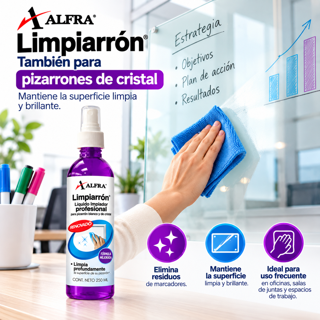 Limpiador Pizarrón Blanco Y Cristal Alfra Limpiarrón 250ml