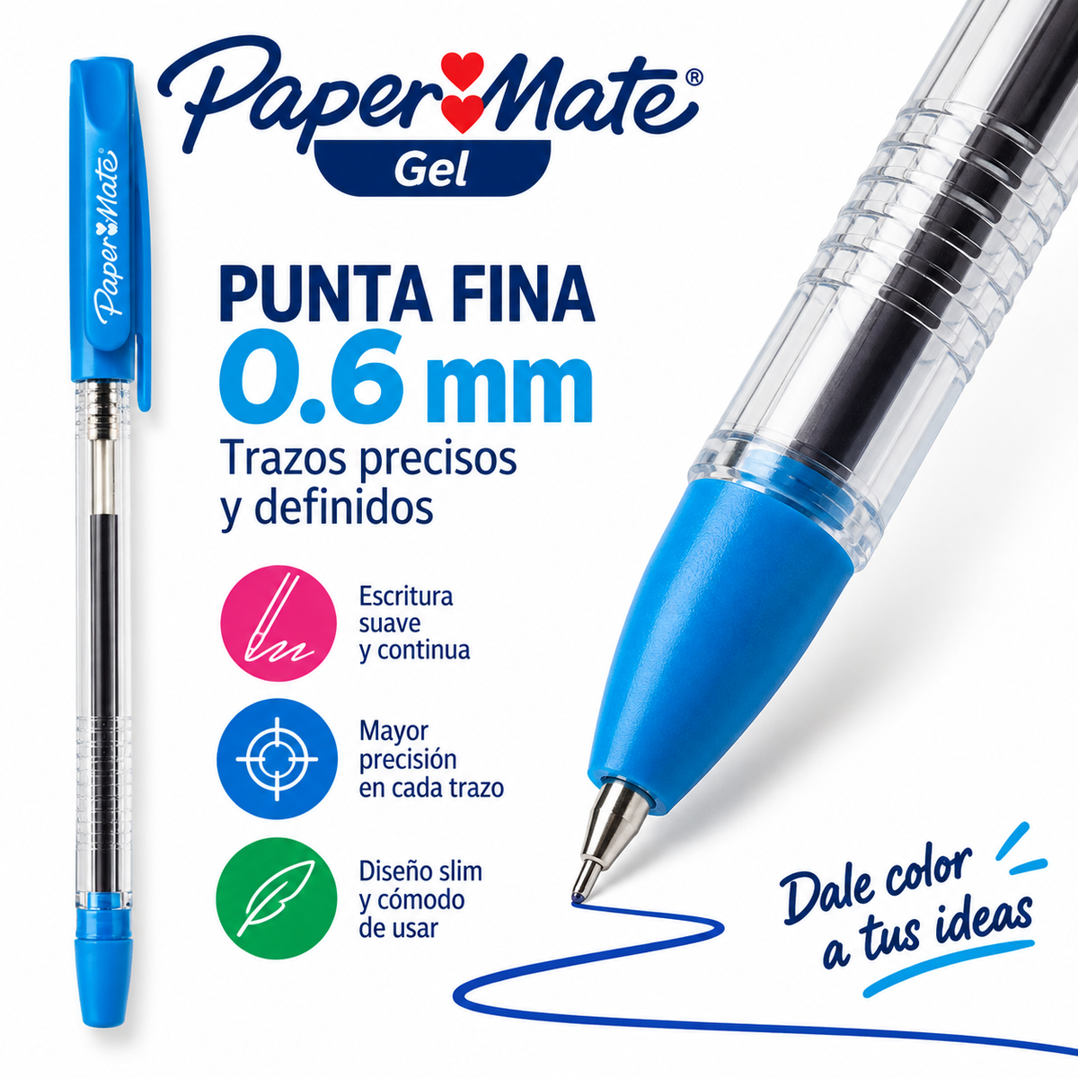 Paper Mate Gel 6 Bolígrafos Colores Surtidos Punta Fina 0.6mm