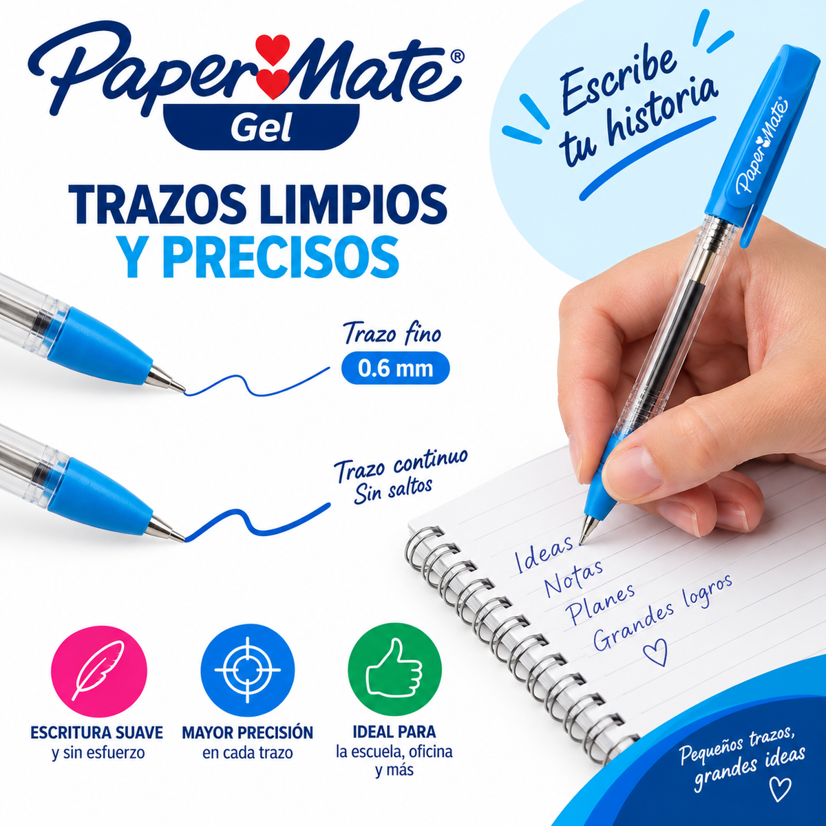 Paper Mate Gel 6 Bolígrafos Colores Surtidos Punta Fina 0.6mm
