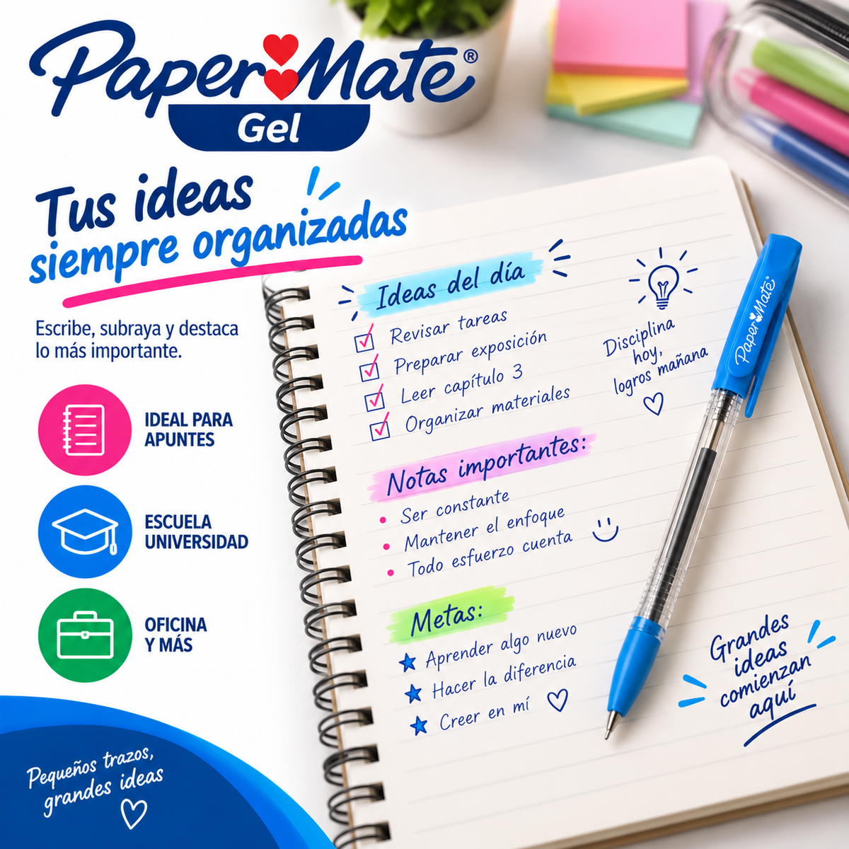 Paper Mate Gel 6 Bolígrafos Colores Surtidos Punta Fina 0.6mm