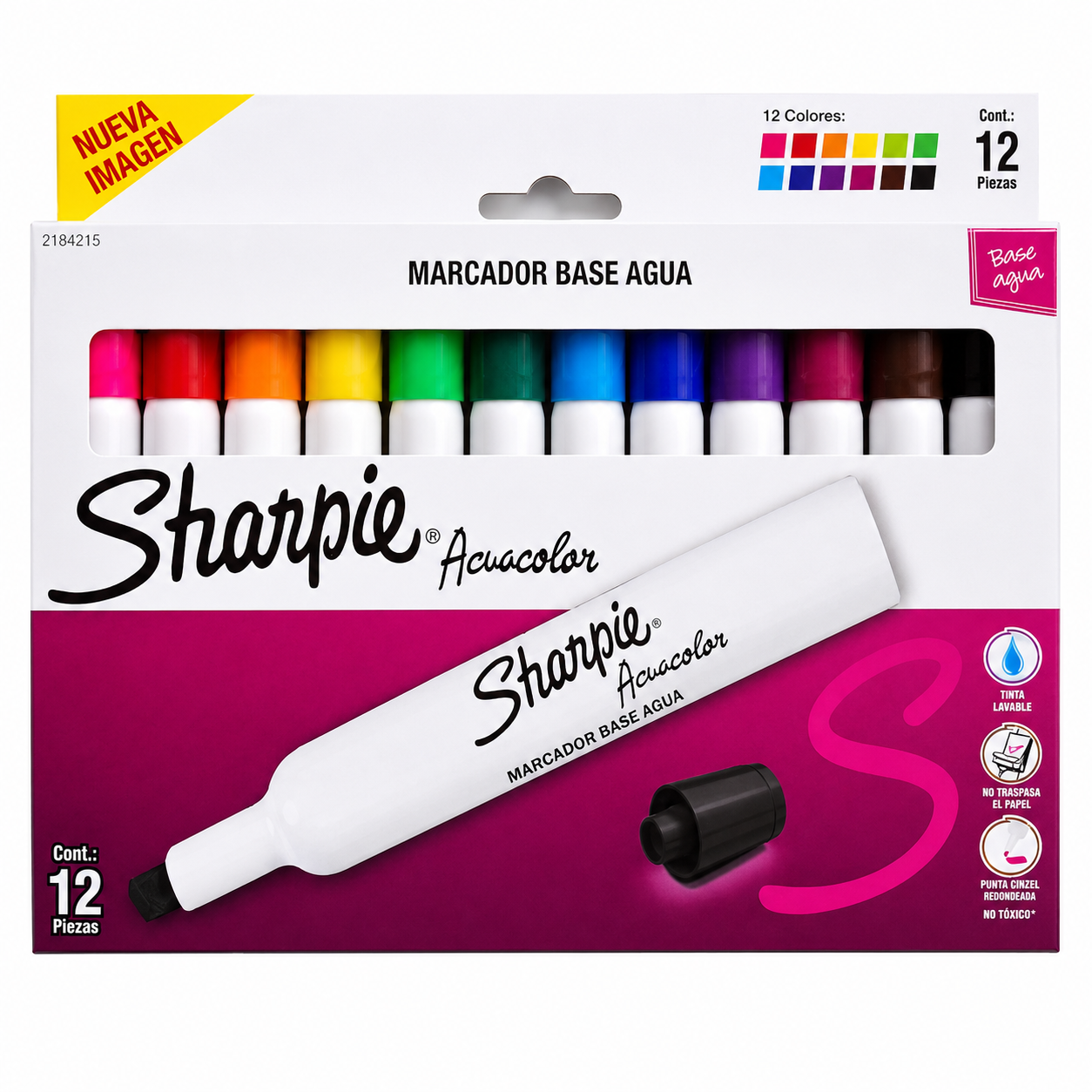 Sharpie Acuacolor 12 Colores  Base Agua