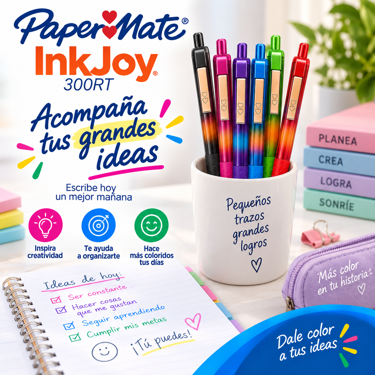 Paper Mate InkJoy 300RT – 6 Bolígrafos Colores Surtidos Punta 1.0 mm