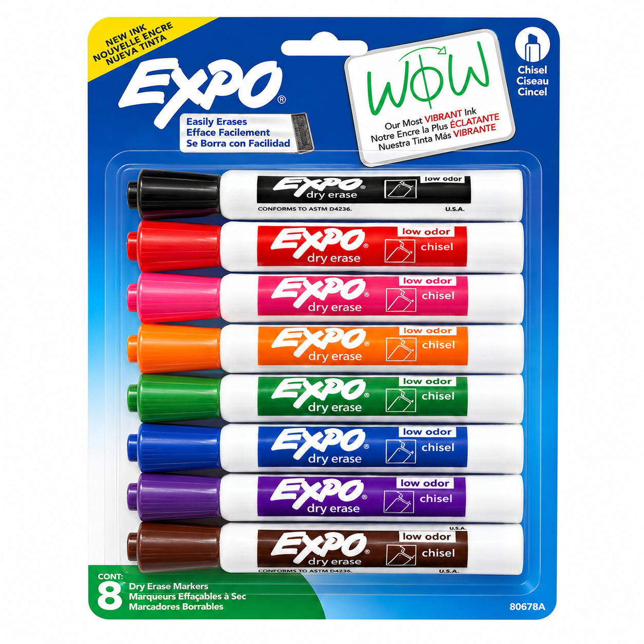 Expo 8 Marcadores Pizarron Blanco Punta Cincel Low Odor Ink
