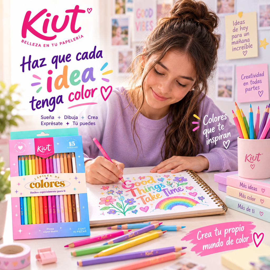 Lápices De Colores Kiut 15 Piezas Punta Súper Suave