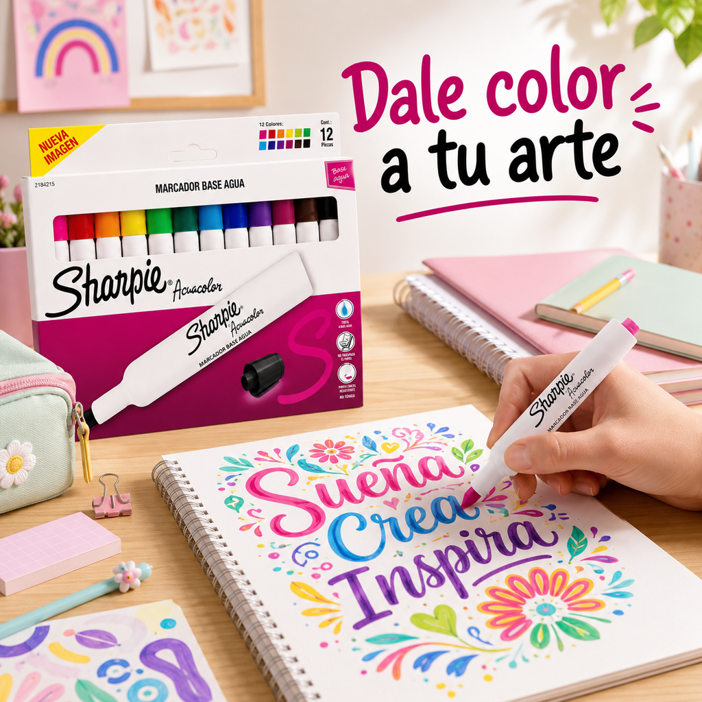 Sharpie Acuacolor 12 Colores  Base Agua