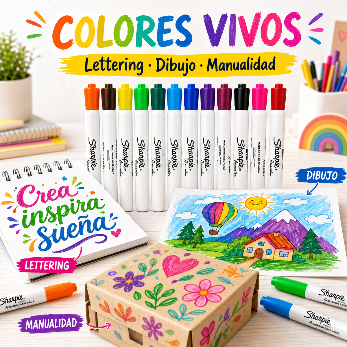 Sharpie Acuacolor 12 Colores  Base Agua
