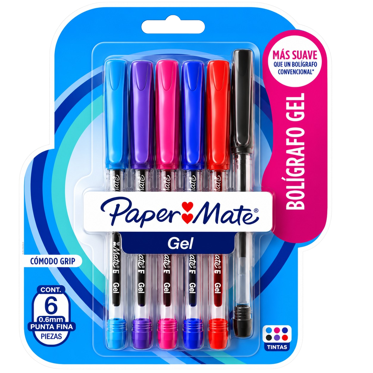 Paper Mate 6 Boligrafos De Gel Blister Colores Surtido