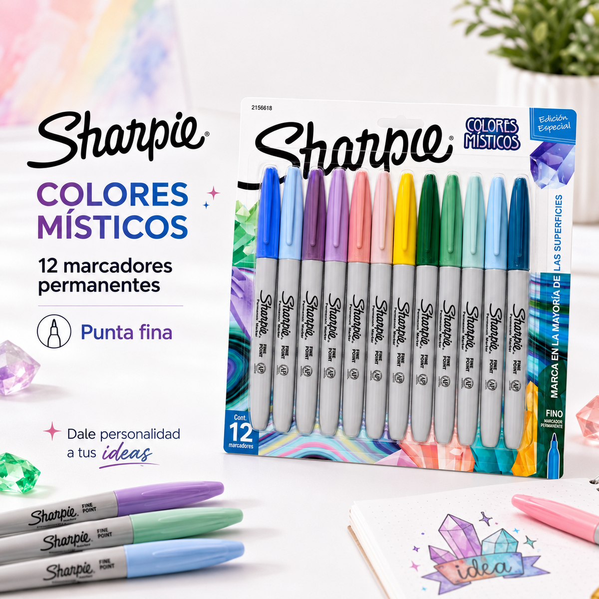 Sharpie 12 Marcadores Permanente Colores Misticos Punta Fina