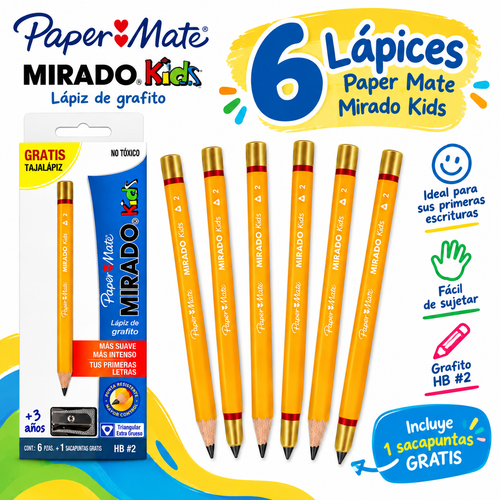 Caja Con 6 Lápices Entrenador Paper Mate Mirado Kids Hb2 Agregar a favoritos BAJÓ DE PRECIO