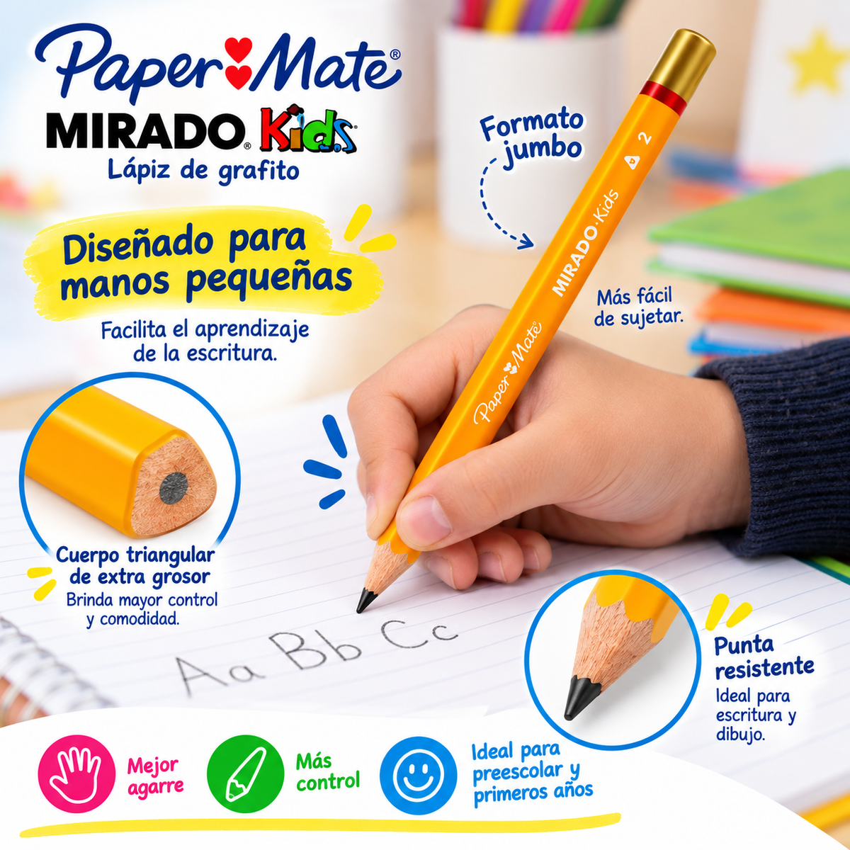 Caja Con 6 Lápices Entrenador Paper Mate Mirado Kids Hb2 Agregar a favoritos BAJÓ DE PRECIO