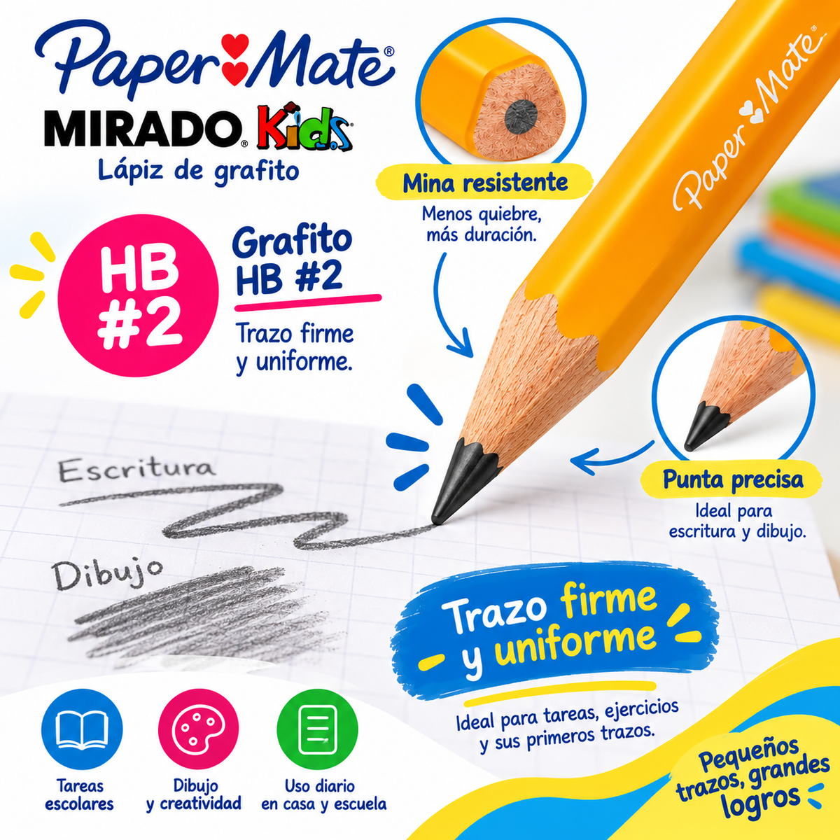 Caja Con 6 Lápices Entrenador Paper Mate Mirado Kids Hb2 Agregar a favoritos BAJÓ DE PRECIO