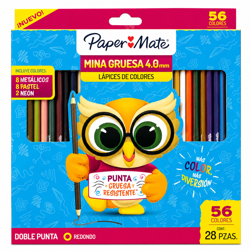 Paper Mate 28 lapices 56 colores Metalicos Pastel Neon