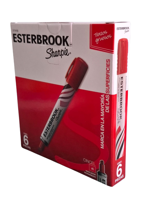 Esterbrook Sharpie 6 Marcadores Permanentes Rojo
