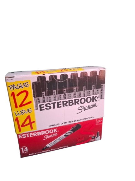 Marcador Permanente Esterbrook 12 Piezas Trazo Gruesos Caja Negro