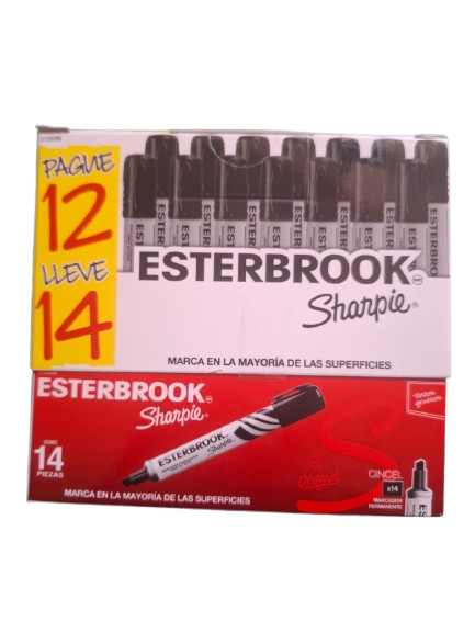 Marcador Permanente Esterbrook 12 Piezas Trazo Gruesos Caja Negro