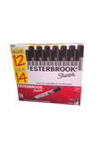 Marcador Permanente Esterbrook 12 Piezas Trazo Gruesos Caja Negro