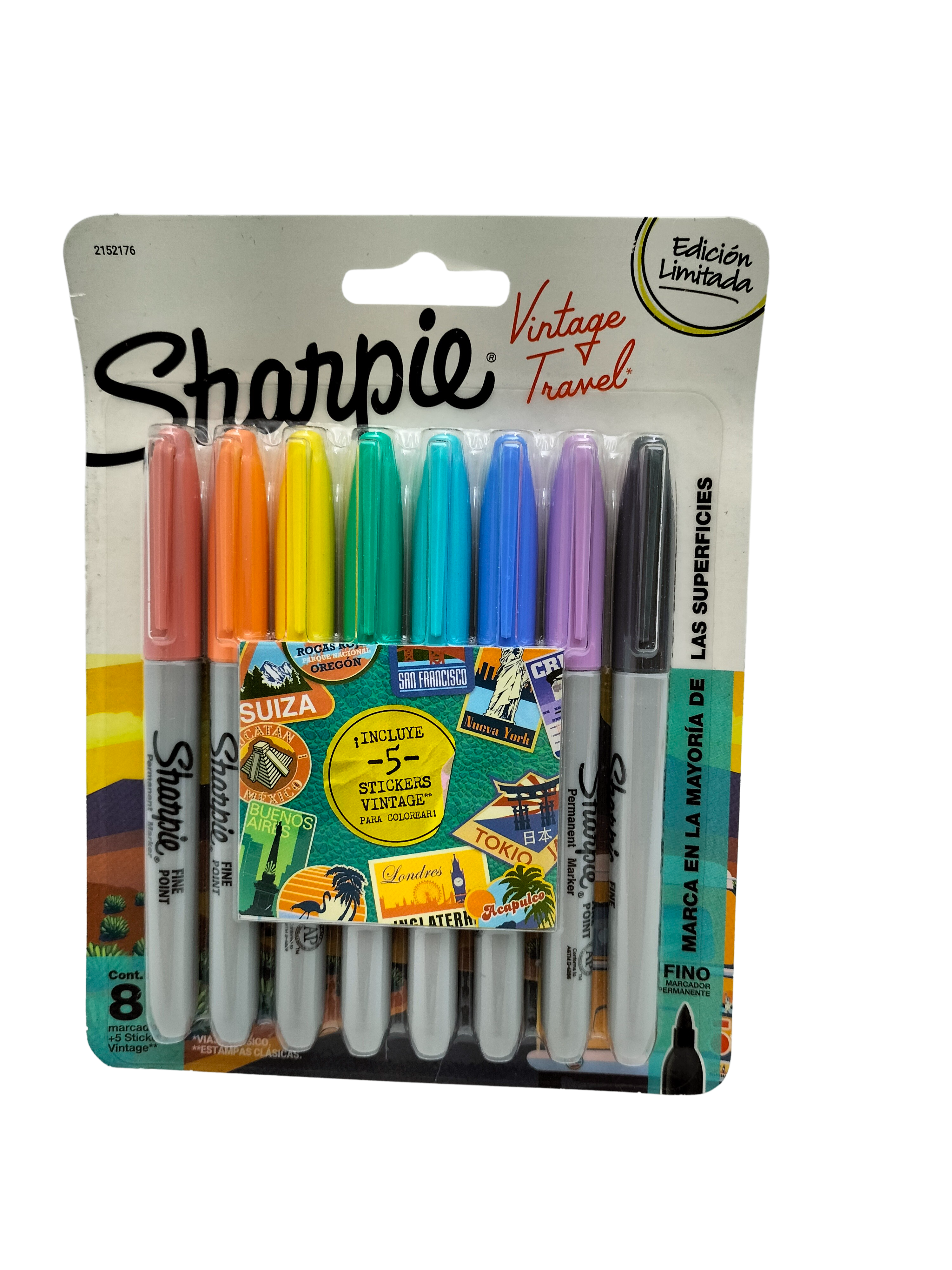 Sharpie Marcadores Permanente Punta Fina Vintage X8 Colores
