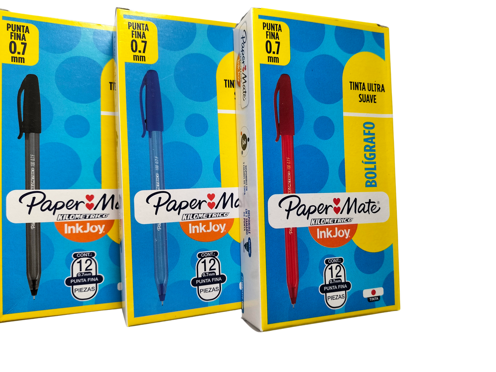 3 CAJAS BOLIGRAFO KILOMETRICO FINO 0.7MM NEGRO AZUL ROJO