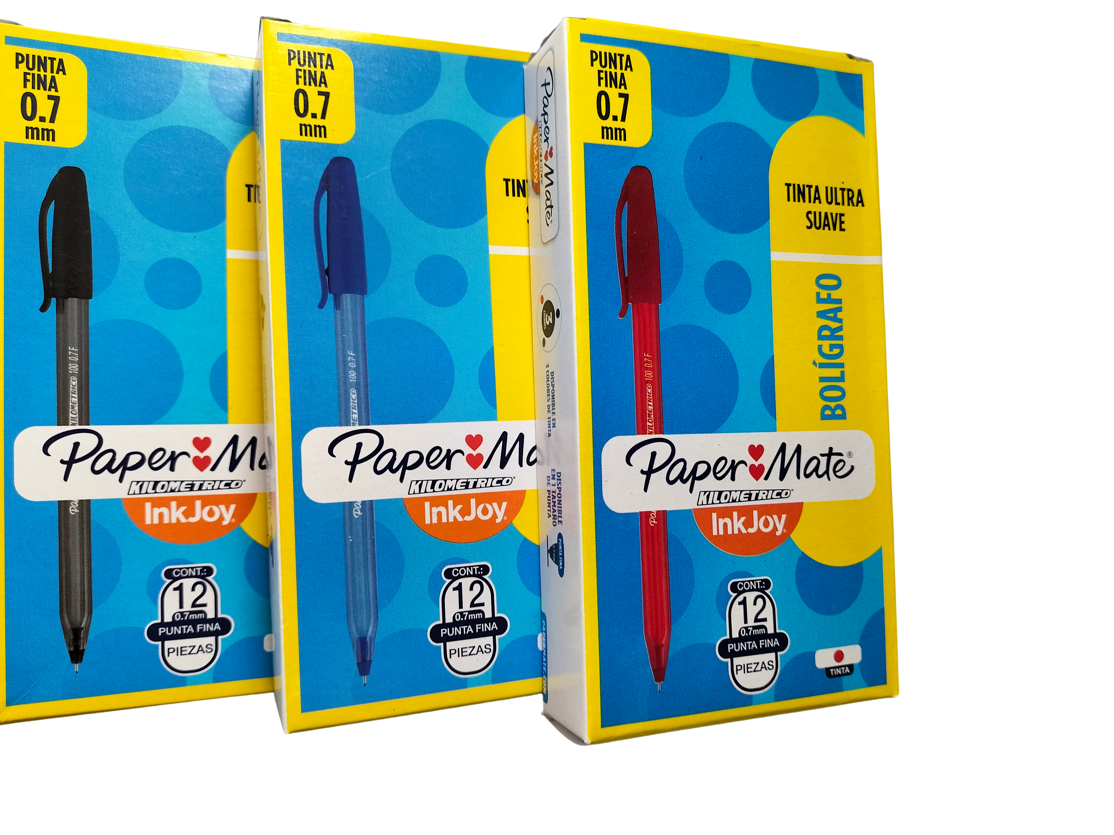 3 CAJAS BOLIGRAFO KILOMETRICO FINO 0.7MM NEGRO AZUL ROJO