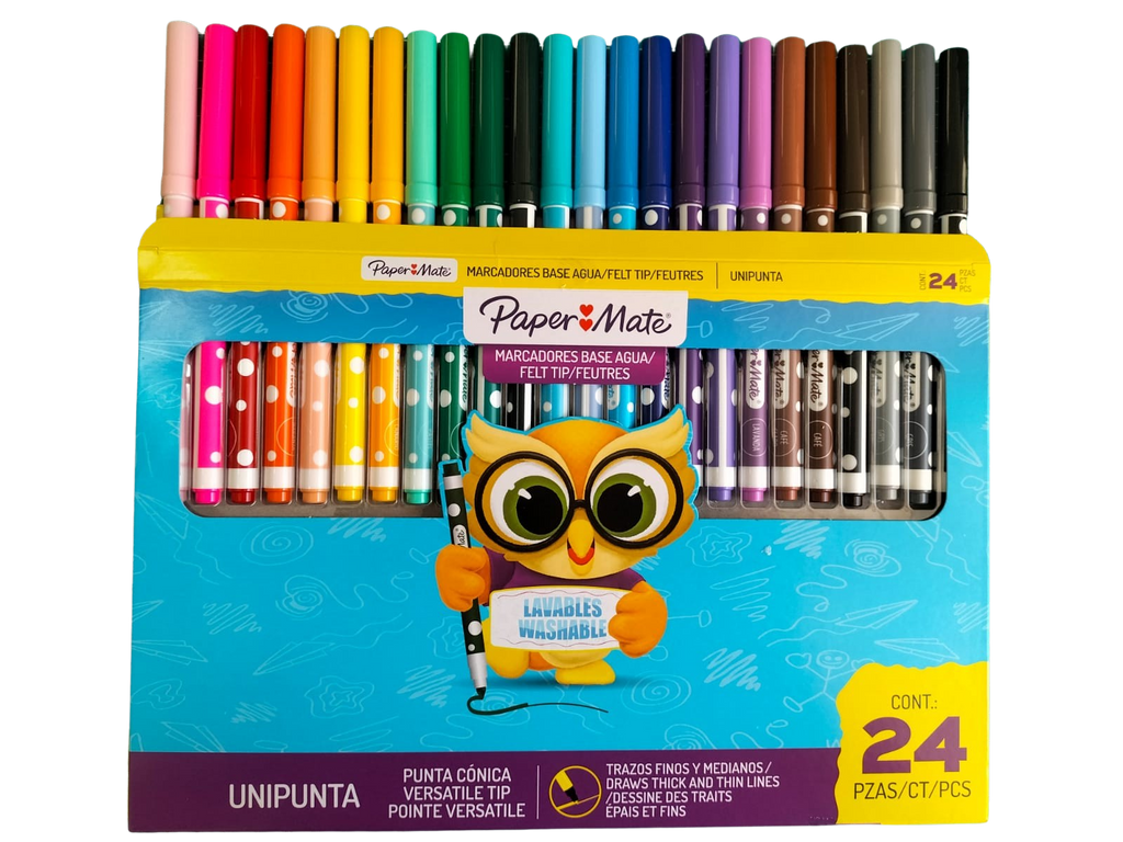 24 Marcadores Unipunta Gruesos Paper Mate Lavables