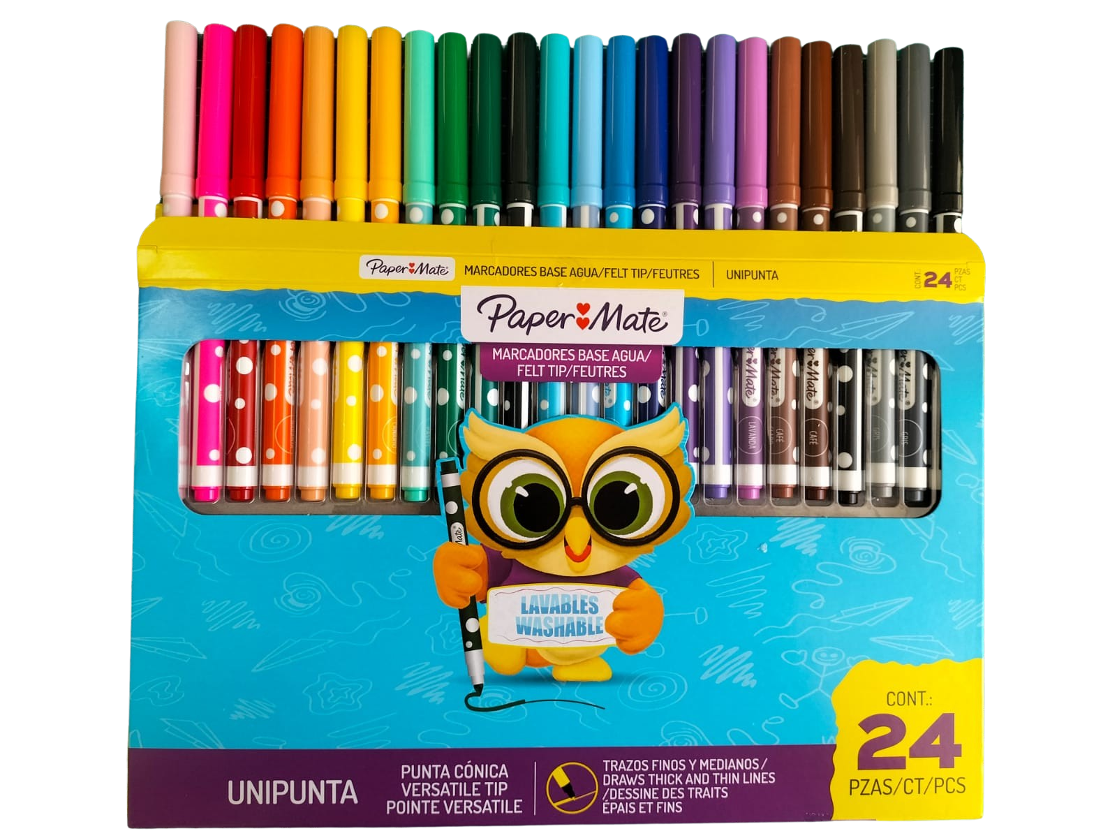 24 Marcadores Unipunta Gruesos Paper Mate Lavables