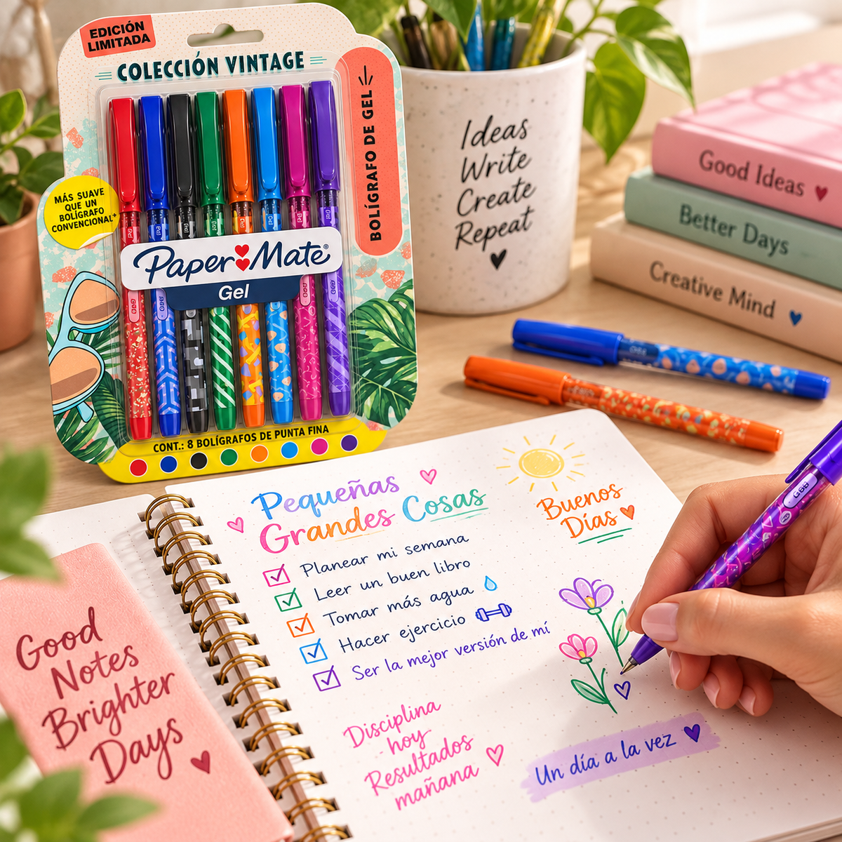 Boligrafo Gel Paper Mate Vintage X 8 Colores Multicolor Varios