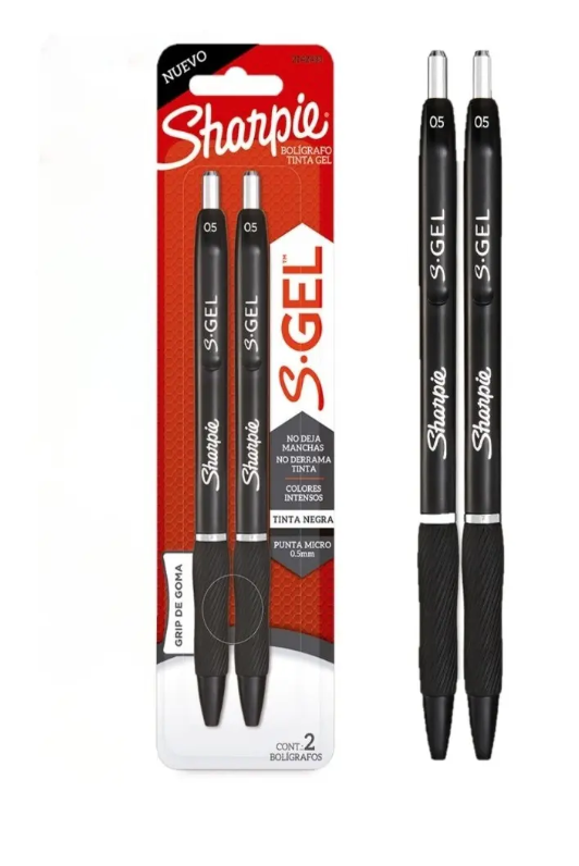 Boligrafo Sharpie Negro Blister C/2 0.5mm Gel, SGEL